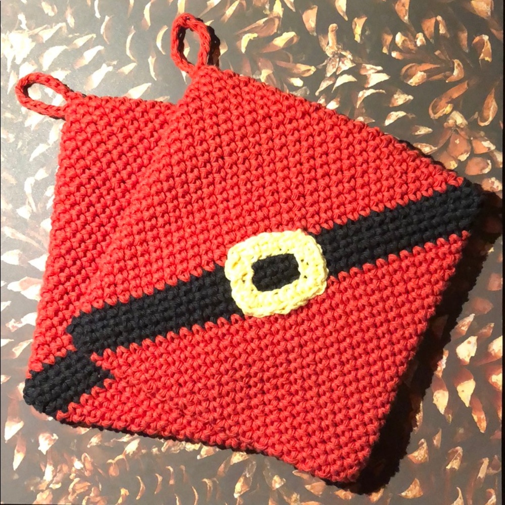 Hand crochet Christmas Santa potholders cotton